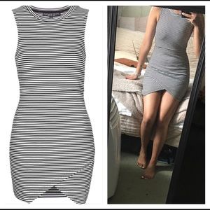 TopShop Exclusive Stripe Asymmetric Bodycon Dress